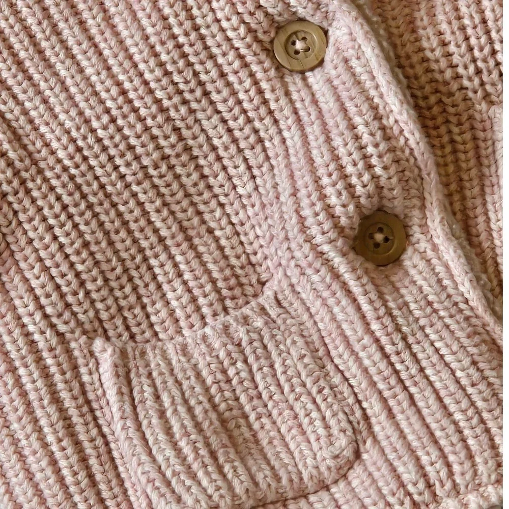 Baby Gap Pink Hooded Knit Jacket Sherpa Lined 3-6 Months